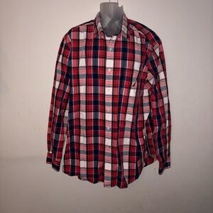 Nautica Red and Blue Plaid Button Down Shirt XL